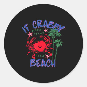 If crabby return to the beach hawaii summer classic round sticker