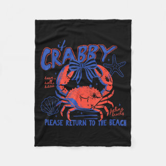 If Crabby Return to The Beach Summer Sunshine Girl Fleece Blanket
