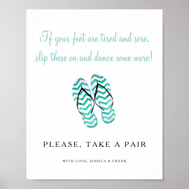If Feet Tired And Sore Take Flip Flops Wedding Poster (Front)