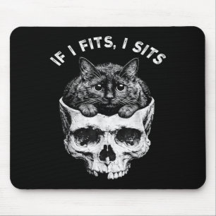 If fits sit black cat skull minimalist meme humour mouse mat