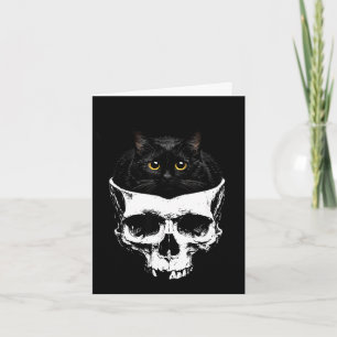 If fits sits black cat skull gothic dark humour card