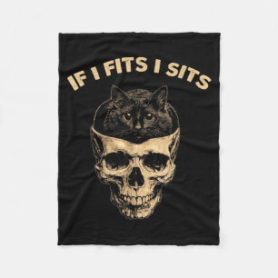 If fits sits black cat skull gothic dark humour fleece blanket