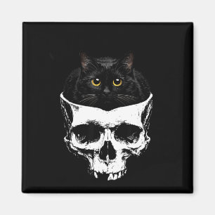 If fits sits black cat skull gothic dark humour magnet