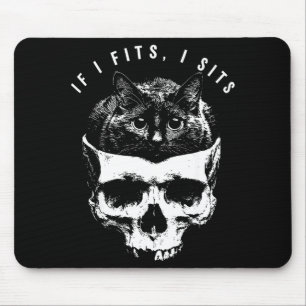 If fits sits black cat skull gothic dark humour mouse mat