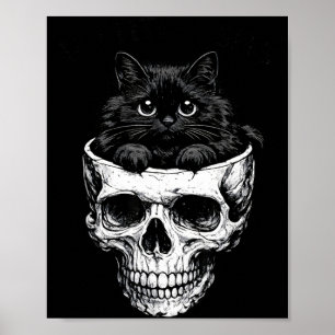 If fits sits black cat skull gothic funny dark poster