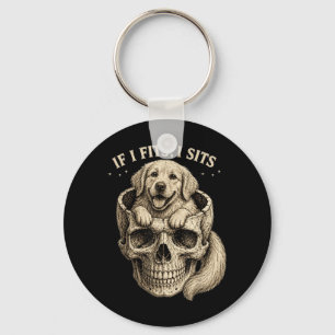 If Fits Sits Golden Retriever Skull Dark Gothic Key Ring