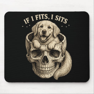 If Fits Sits Golden Retriever Skull Dark Gothic Mouse Mat