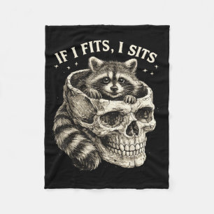 If Fits Sits Racoon Skull Funny Dark Gothic Humour Fleece Blanket