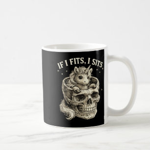 If Fits Sits Unicorn Skull Funny Cute Dark Gothic Coffee Mug