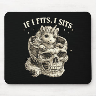 If Fits Sits Unicorn Skull Funny Cute Dark Gothic Mouse Mat