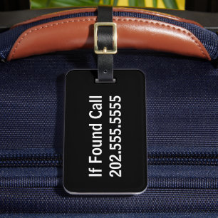 If Found Call Phone Number Black White Template Luggage Tag