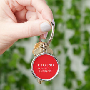 If Found Please Call This Number Premium Template Key Ring
