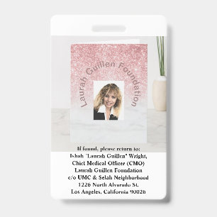 "If found, please return to," tag ID Badge