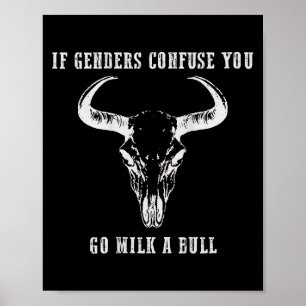 If Genders Confuse You Go Milk A Bull (on Back)  Poster