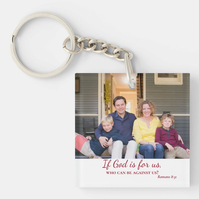 If God be for us Bible Verse Romans 8:31 Key Ring (Front)
