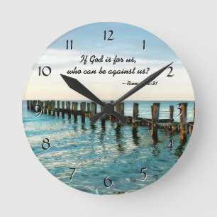 If God is for us who can be against us Romans 8:31 Round Clock