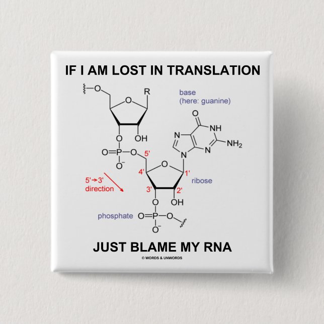 If I Am Lost In Translation Just Blame My RNA 15 Cm Square Badge (Front)