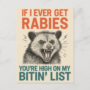 If I Ever Get Rabies – Fierce Animal Humor Design  Holiday Postcard