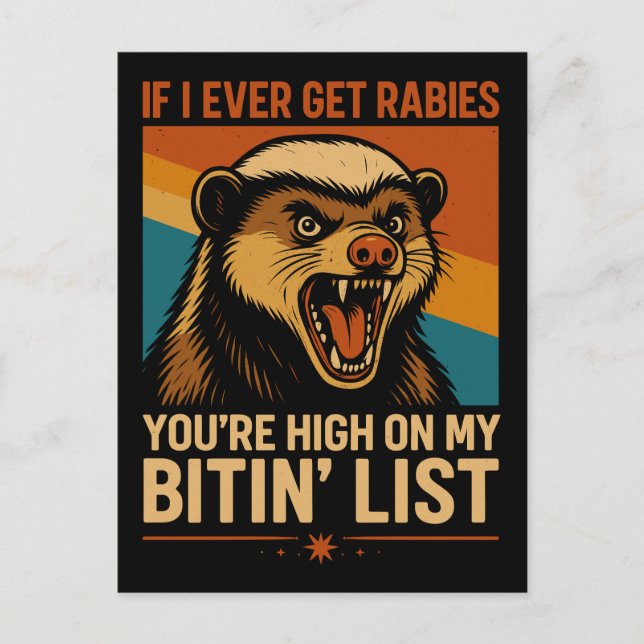 If I Ever Get Rabies – Funny Biting List Quote Holiday Postcard (Front)