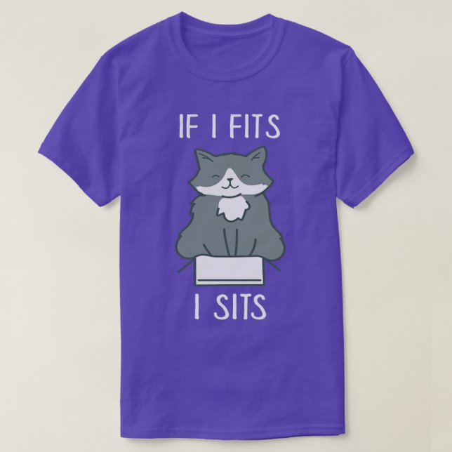 If I Fits I Sits  Funny Cat In Box Memes  Cat Love T-Shirt (Design Front)
