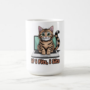 If I Fits I Sits Funny Cat Meme Laptop Worker Gift Coffee Mug