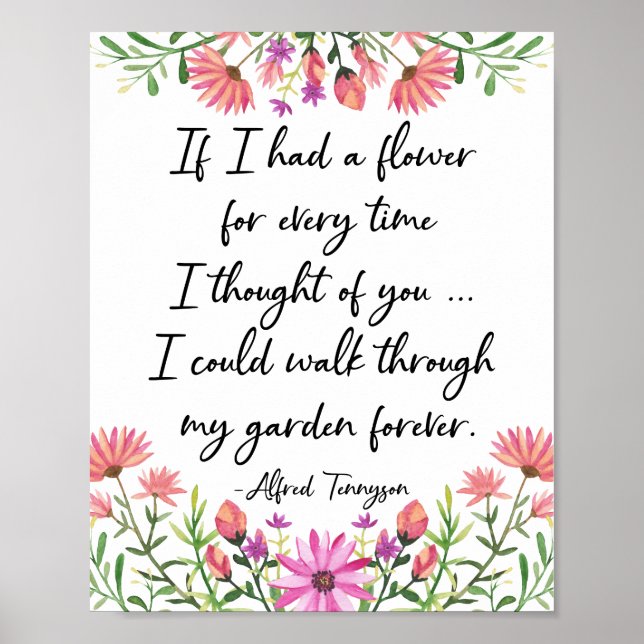 If I Had a Flower Tennyson Quote Poster (Front)