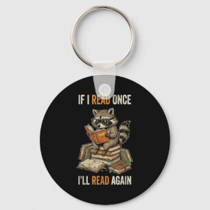 If i read i'll read funny racoon book lover key ring