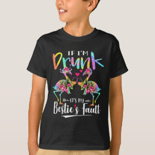 If I'm Drunk It's My Ie's Fault Flamingo Floral Ti T-Shirt