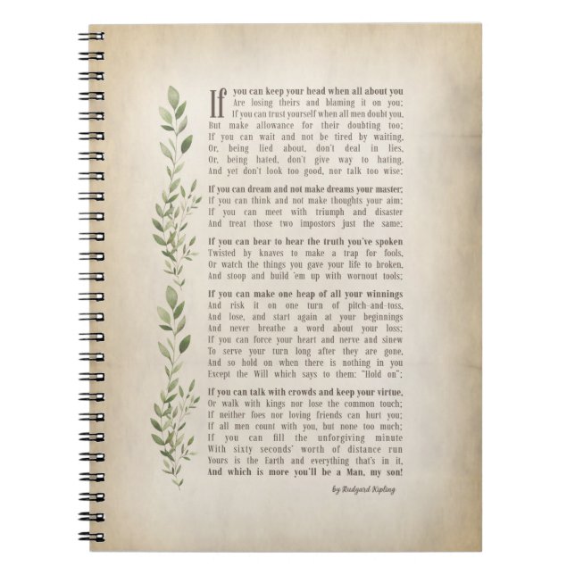IF, Inspired poem of Rudyard Kipling  Notebook (Front)