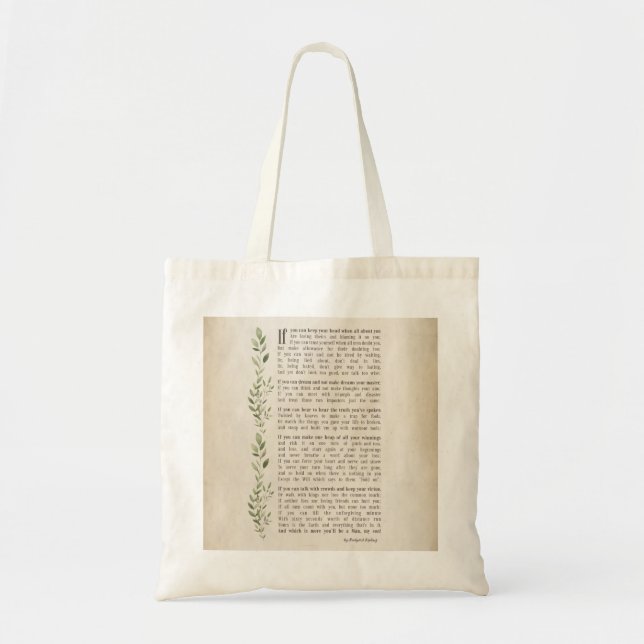 IF, Inspired poem of Rudyard Kipling Tote Bag (Front)