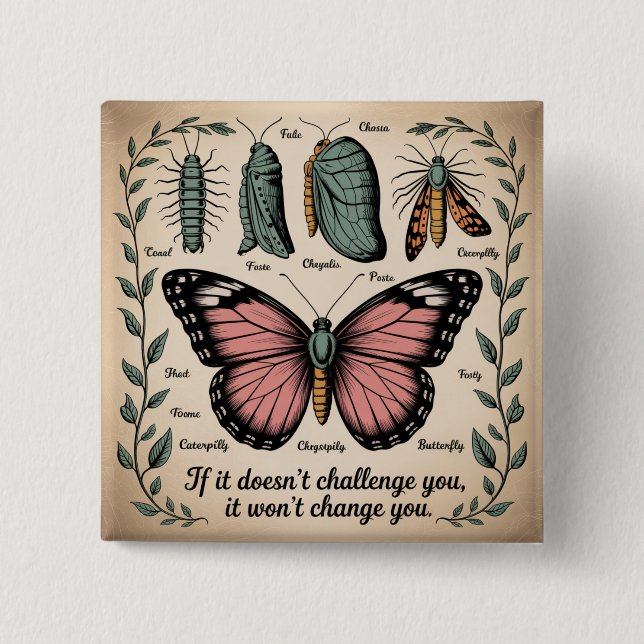 If It Doesn't Challenge You, It Won't Change You 15 Cm Square Badge (Front)