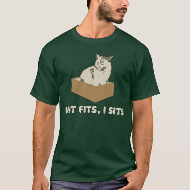 If It Fits, I Sits Cat T-Shirt (Front)