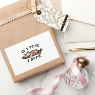 If it Fits I Sits Funny Sleepy Cat Feline Kitten   Rectangular Sticker