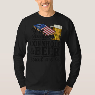 If It Involves Cornhole & Beer Count Me In Usa Fla T-Shirt
