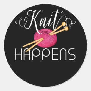 If It Involves Knitting and Coffee Count Me In Cut Classic Round Sticker
