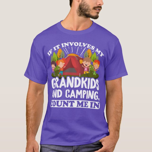If It Involves My Grandkids And Camping Count Me v T-Shirt (Front)