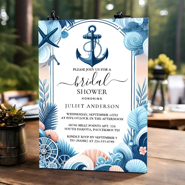 If Knot Boat Ship Navy Blue Nautical Bridal Shower Invitation (Creator Uploaded)