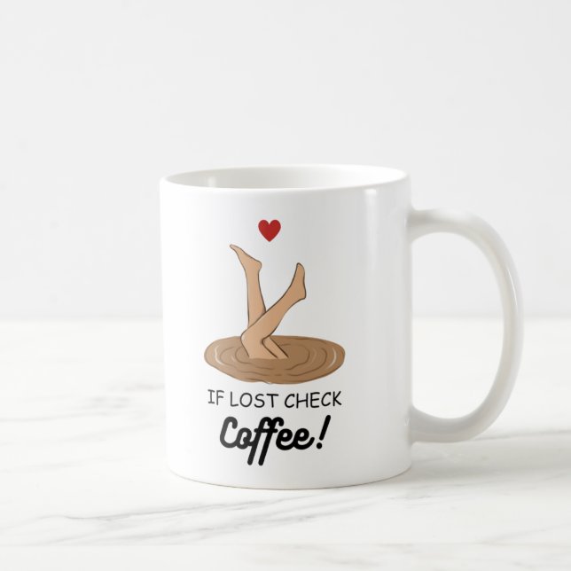 If Lost Check Coffee Funny Coffee Lover Art Mug (Right)