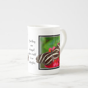If Nothing Ever Changed   Zebra Butterfly Photo Bone China Mug