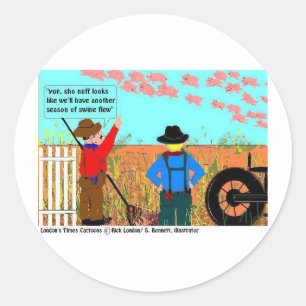 If Pigs Flew Funny Cartoon Gifts & Collectibles Classic Round Sticker