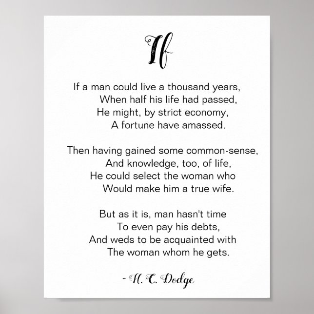 If Poem by Reginald H. C. Dodge Poster (Front)