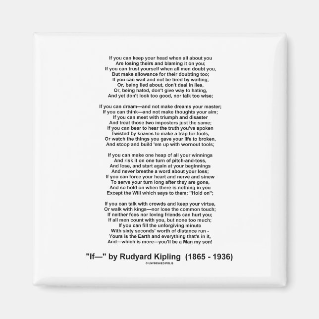 If Poem By Rudyard Kipling (Inspirational Poem) Magnet (Front)