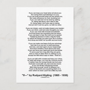 If Poem By Rudyard Kipling (Inspirational Poem) Postcard