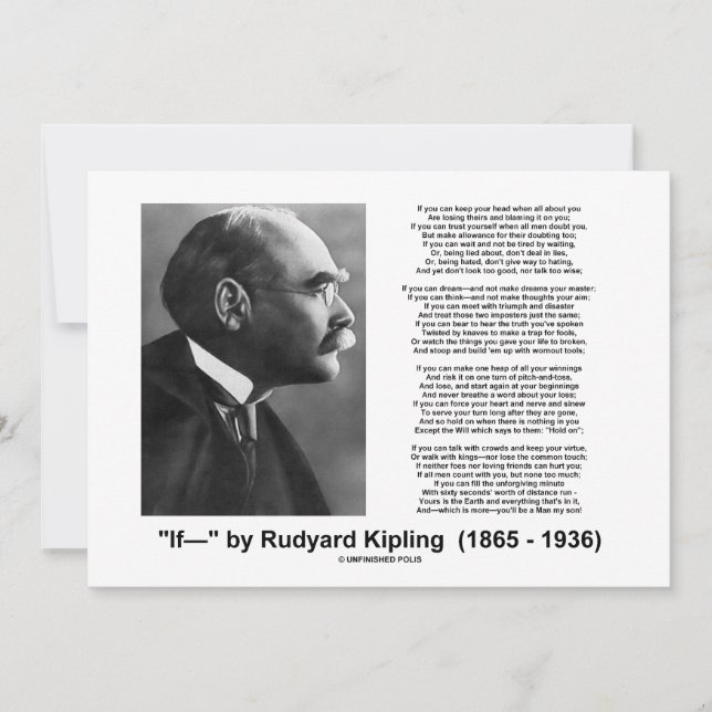 "If— " Poem By Rudyard Kipling Invite (Front)