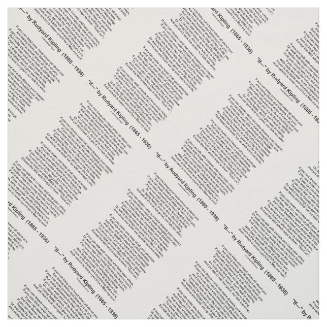 If- Poem by Rudyard Kipling (No Kipling Picture) Fabric (Swatch)