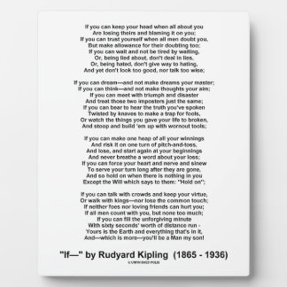 If- Poem by Rudyard Kipling (No Kipling Picture) Plaque