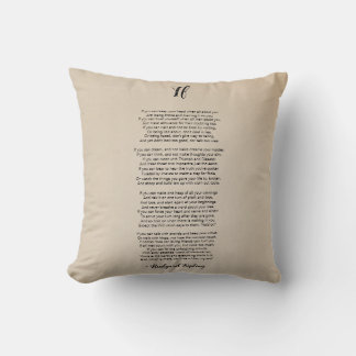 If Poem by Rudyard Kipling Vintage Cushion