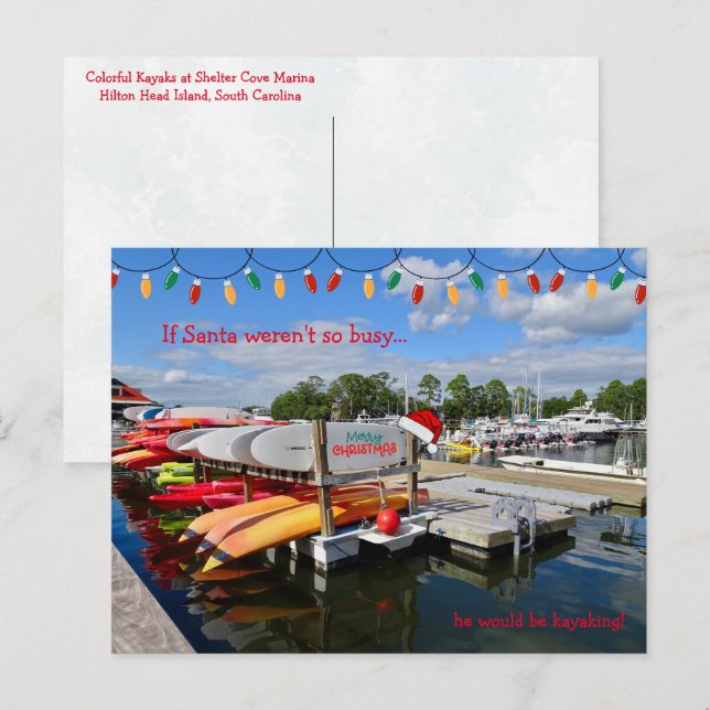 If Santa weren't so busy he would be kayaking!  Postcard (Front/Back)