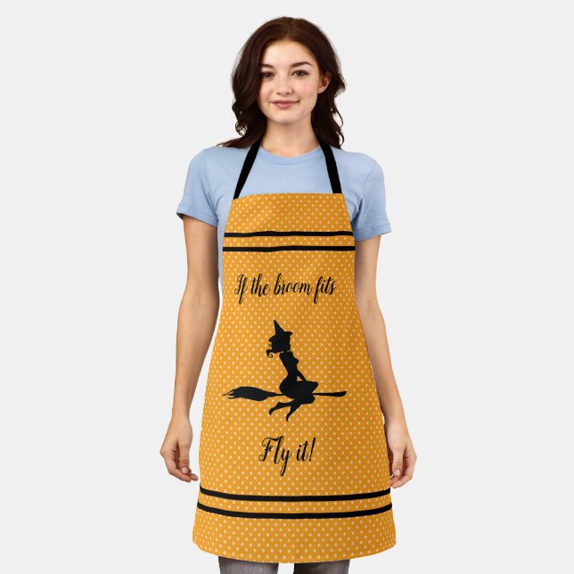 If The Broom Fits, Fly It - WITCH Silhouette Apron (Worn)