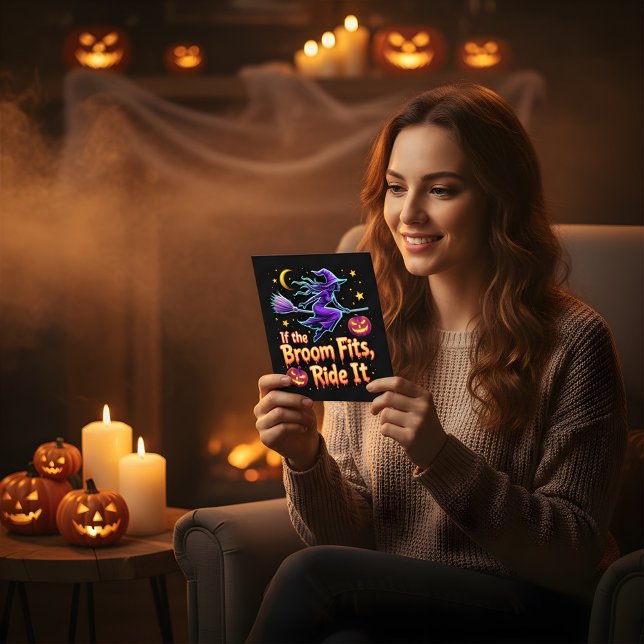 If The Broom Fits Ride It Halloween Witch design Postcard (Creator Uploaded)